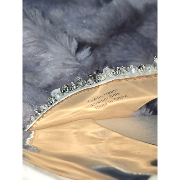 Badgley Mischka Telissa White Silver Embellished Ankle Strap Heels Size 12 - Picture 5 of 7